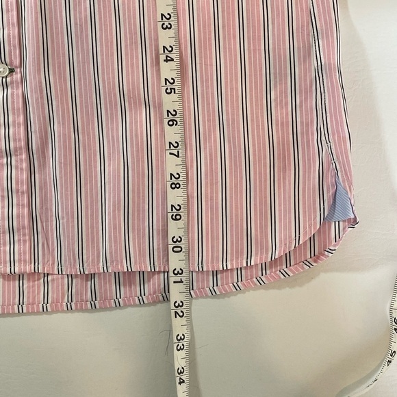 Tommy  Hilfiger Pink Striped Button Up Shirt Large Long Sleeve 80s 2 Ply Fabric - Picture 7 of 12